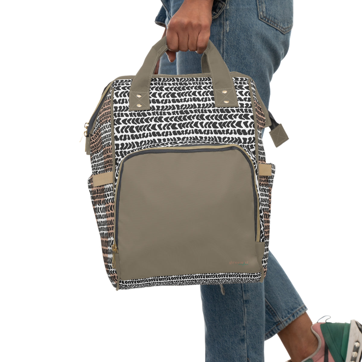 Neutral Cone Shell Patchwork Diaper Bag Backpack
