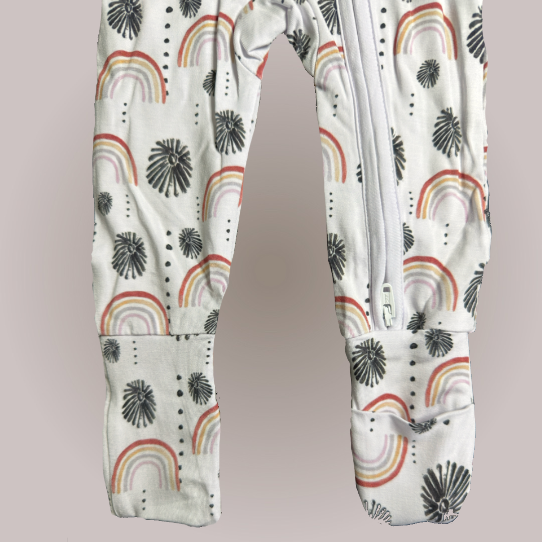Sundays - Fold-over Mitten & Foot Cuff Zippy Romper