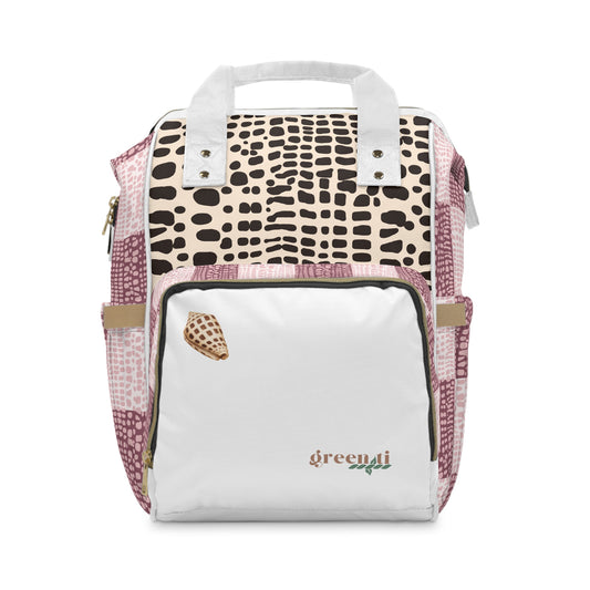 Pink Cone Shell Patchwork Diaper Bag Backpack
