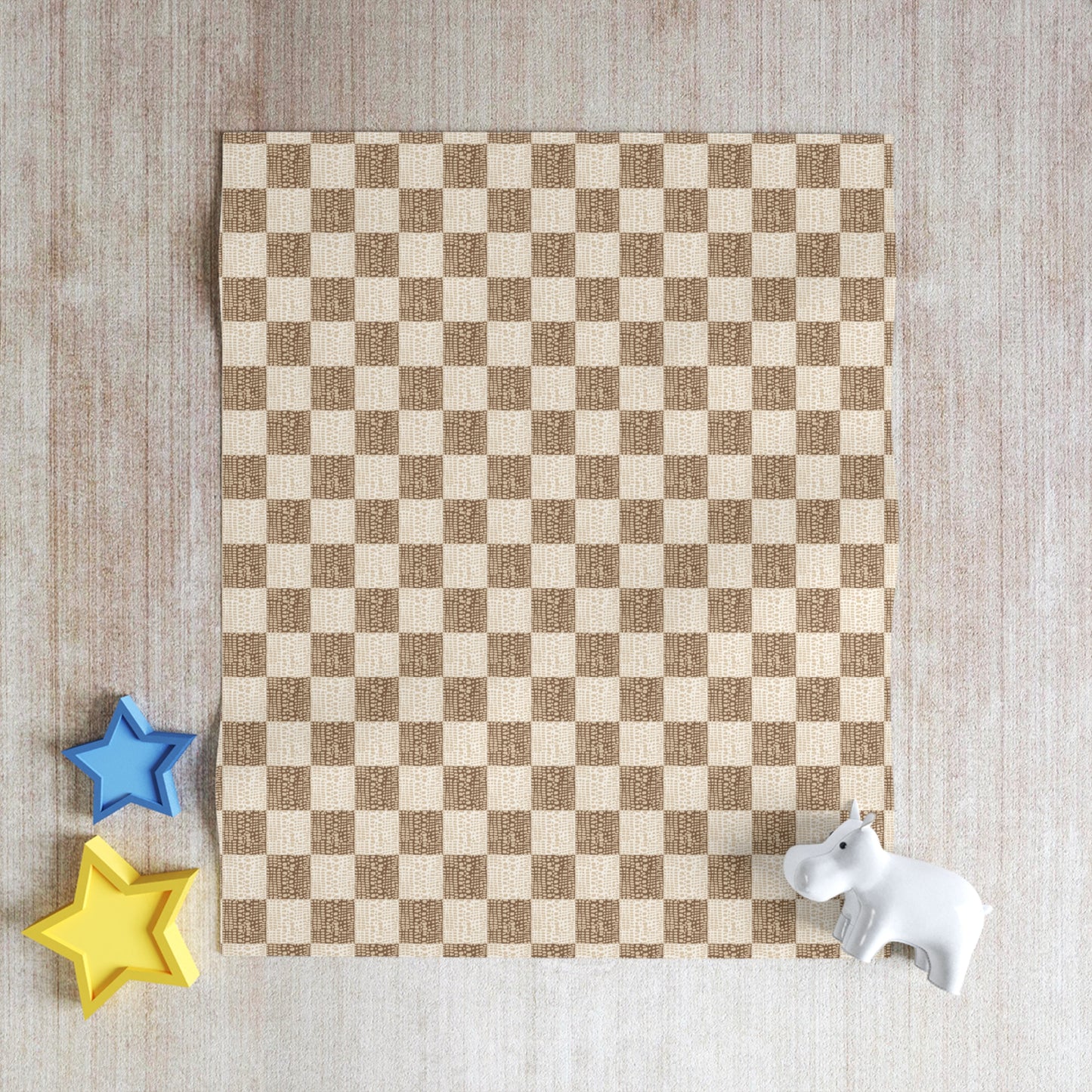 Cream Cone Shell Patchwork Print Throw Blanket