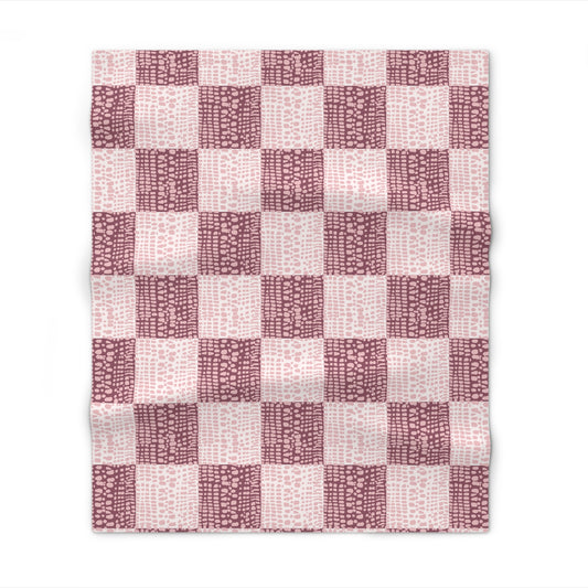 Pink Cone Shell Patchwork Print Throw Blanket