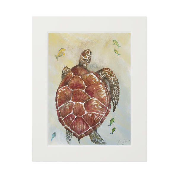 Golden Hour Honu - Matted Print