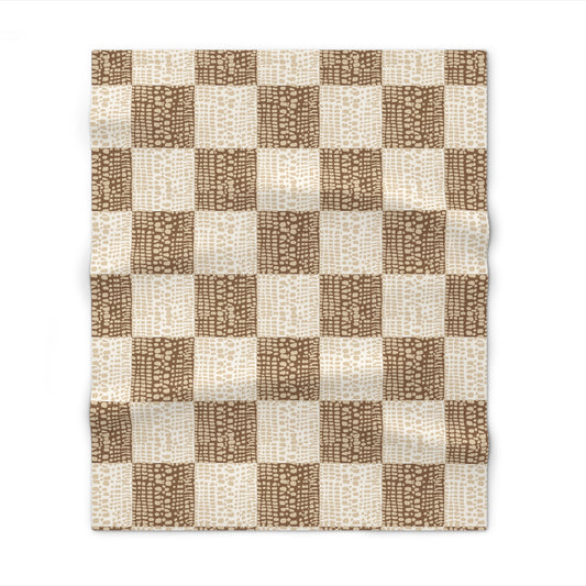 Cream Cone Shell Patchwork Print Throw Blanket