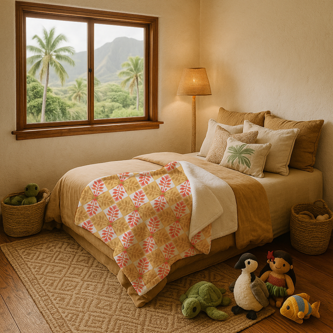 Ohia Lehua Quilt Checkered Minky Blanket