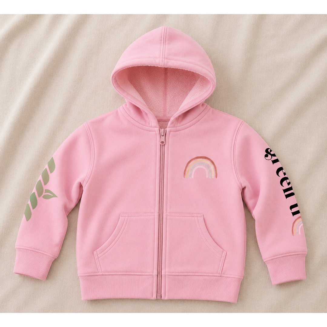 Keiki Rainbow Green Ti Fleece Zip Hoodie
