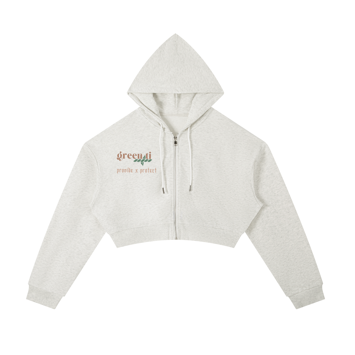 Green Ti Essential Cropped Zip-Up Hoodie