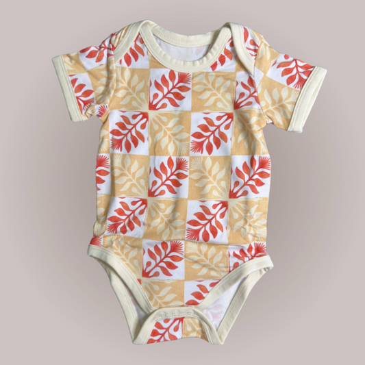 Ohia Lehua Quilt Checkers - Shortsleeved Bodysuit
