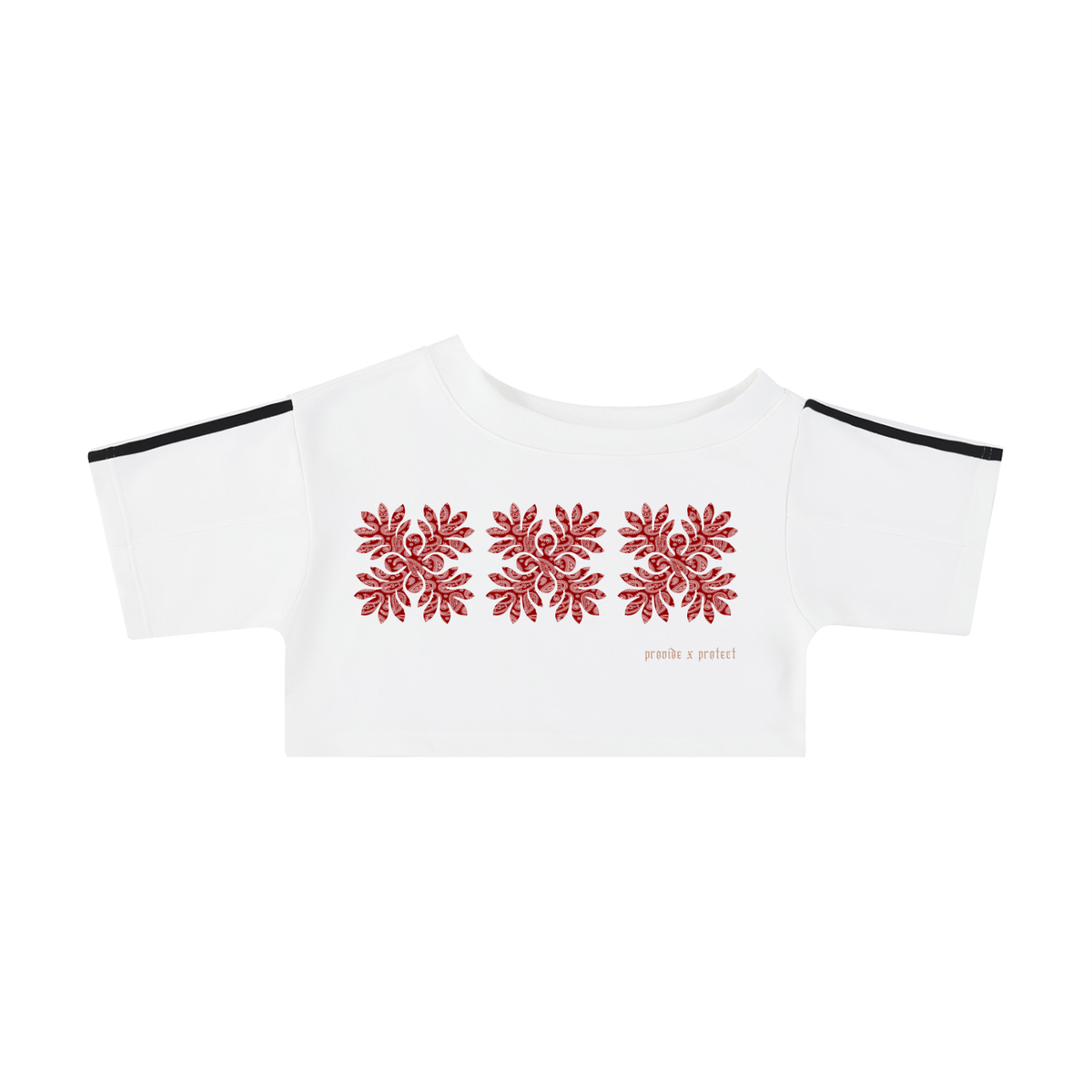 Off-the-Shoulder Ulu Paisley Crop T-Shirt
