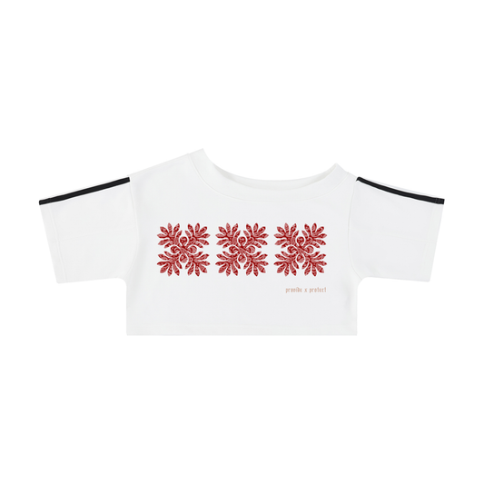 Off-the-Shoulder Ulu Paisley Crop T-Shirt