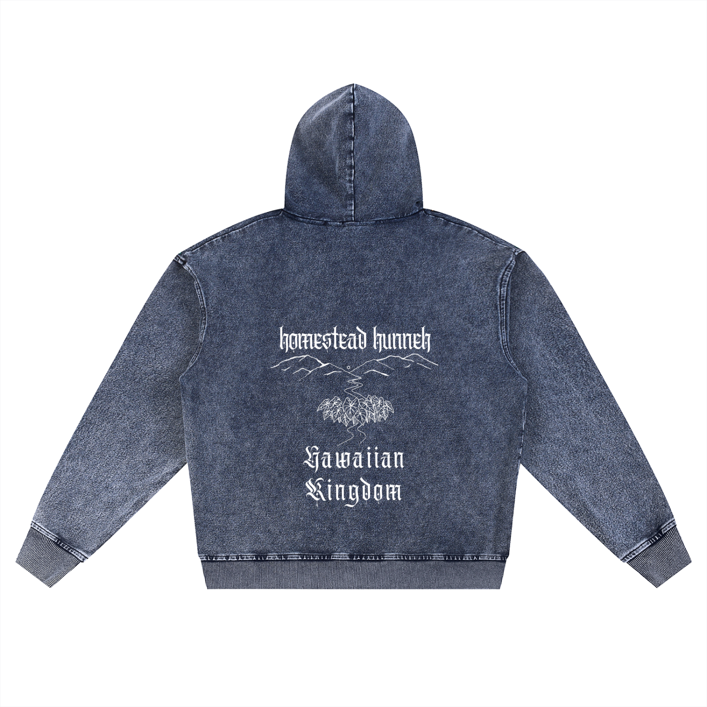 “Represent” Snow Wash Denim Oversized Zip-Up Hoodie