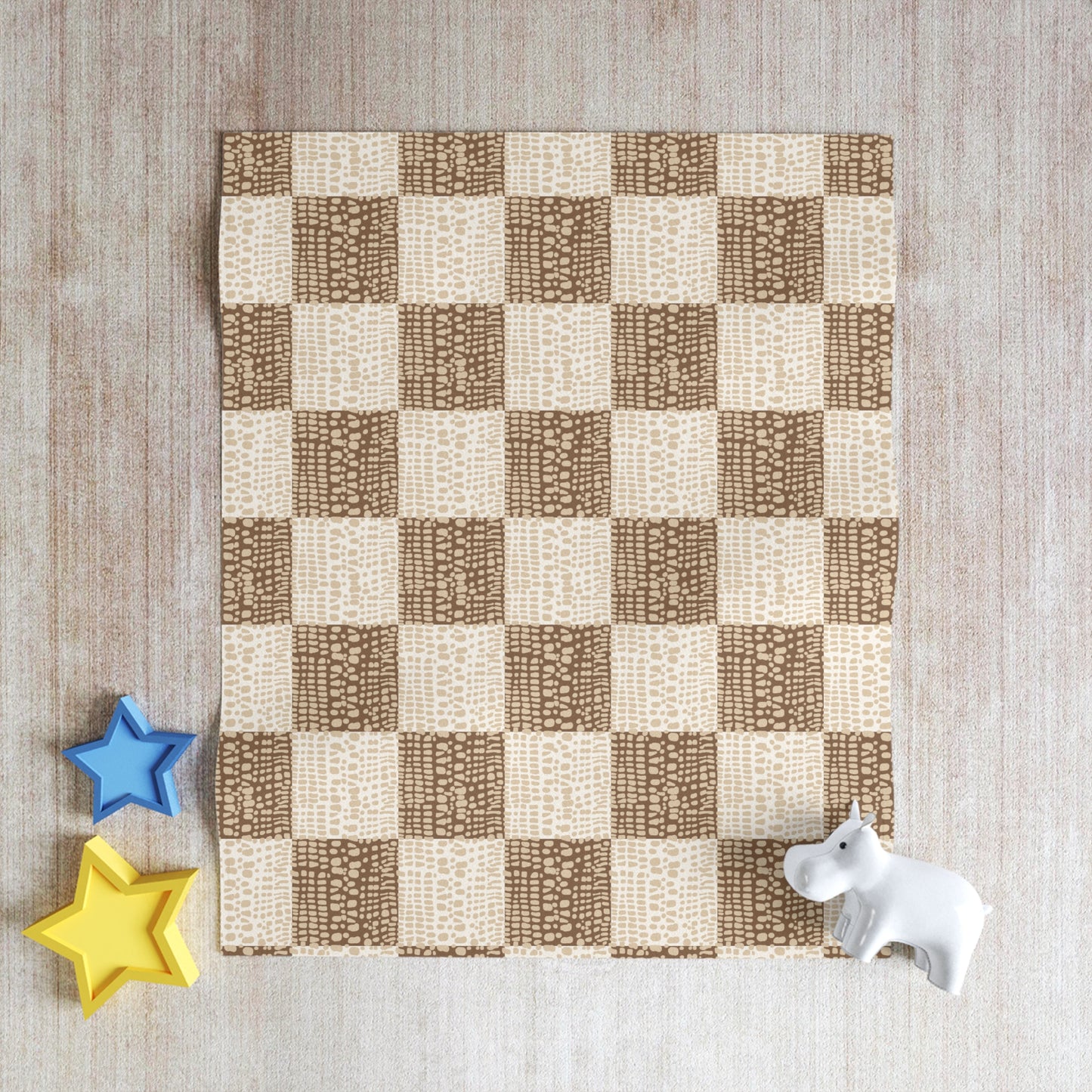 Cream Cone Shell Patchwork Print Throw Blanket