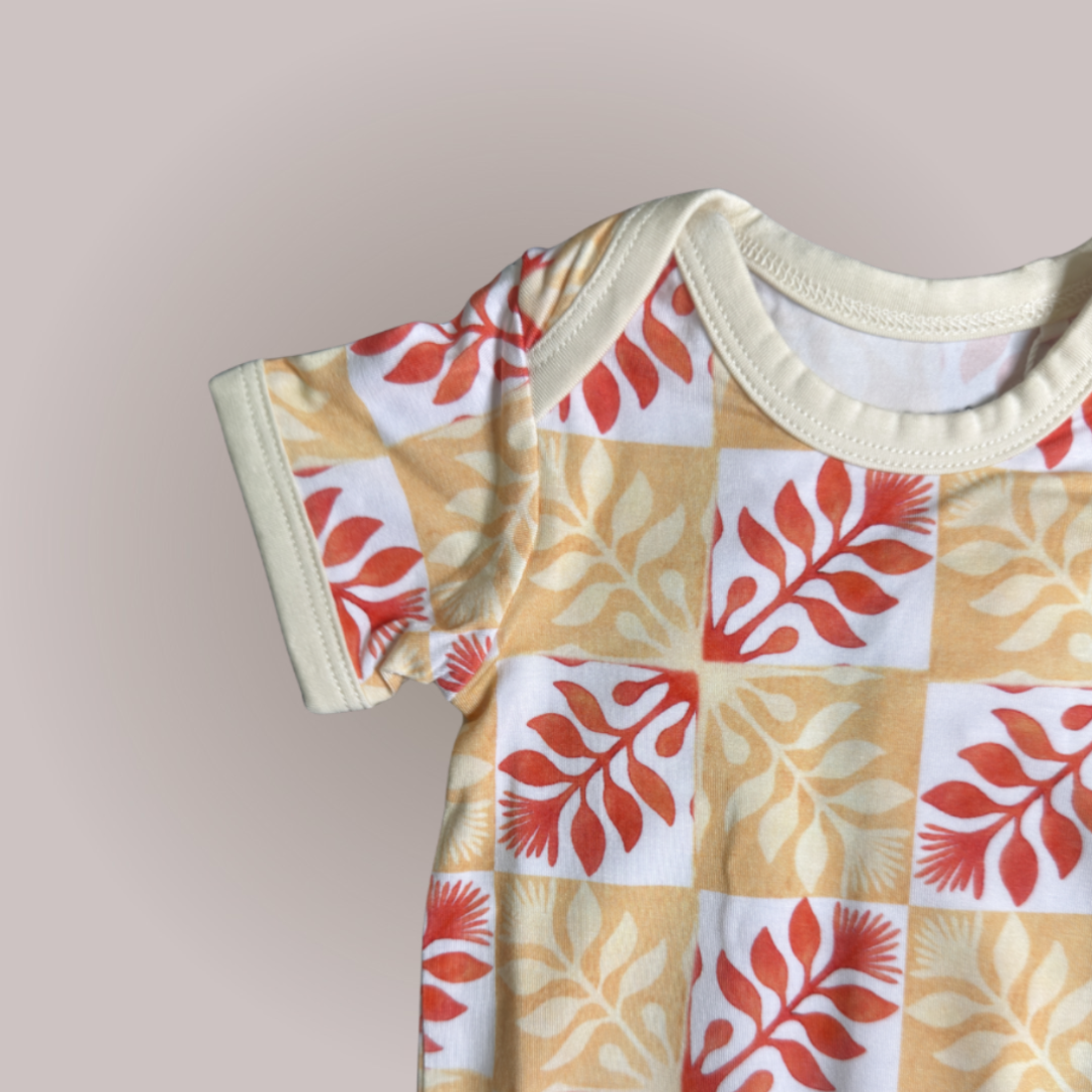 Ohia Lehua Quilt Checkers - Shortsleeved Bodysuit
