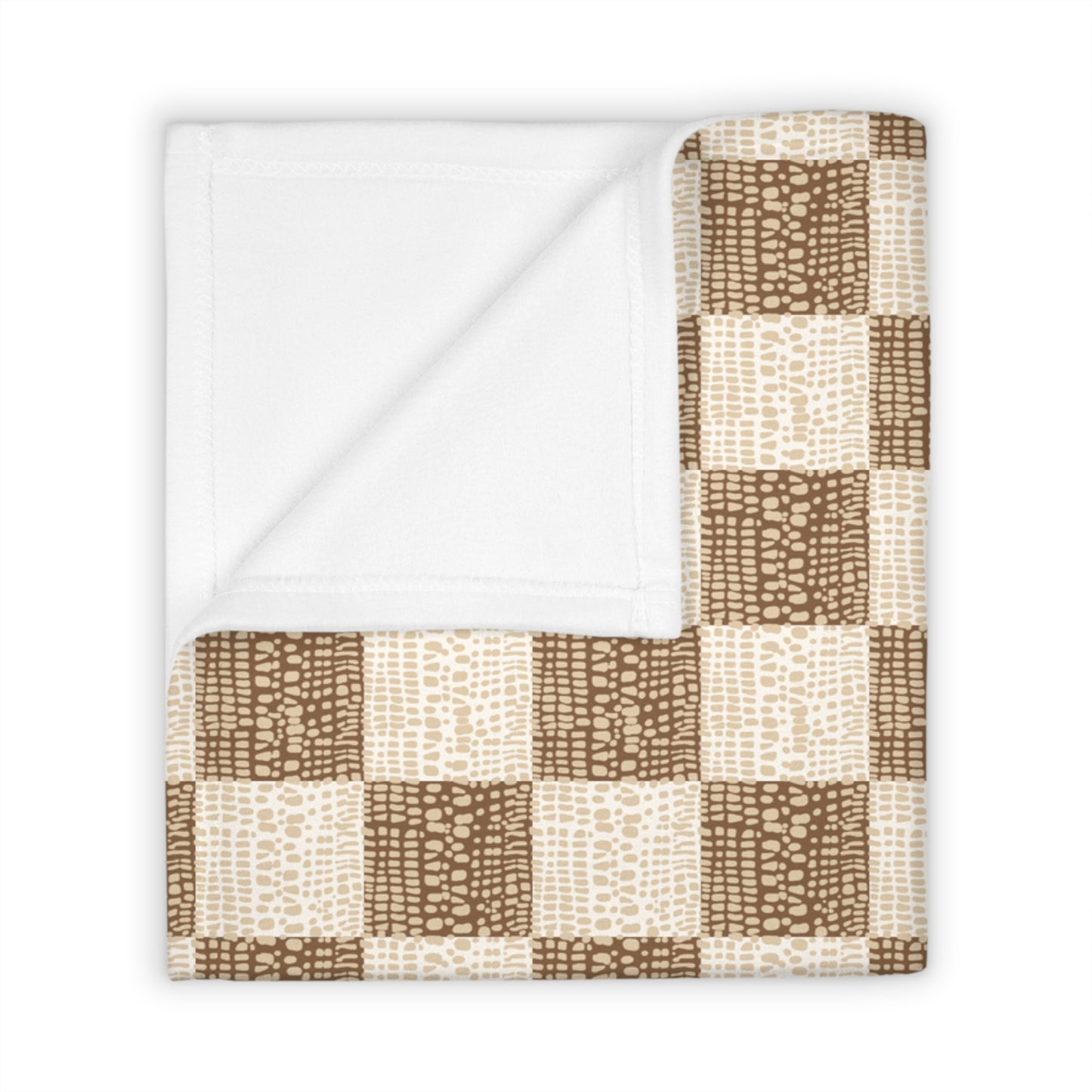 Cream Cone Shell Patchwork Print Throw Blanket