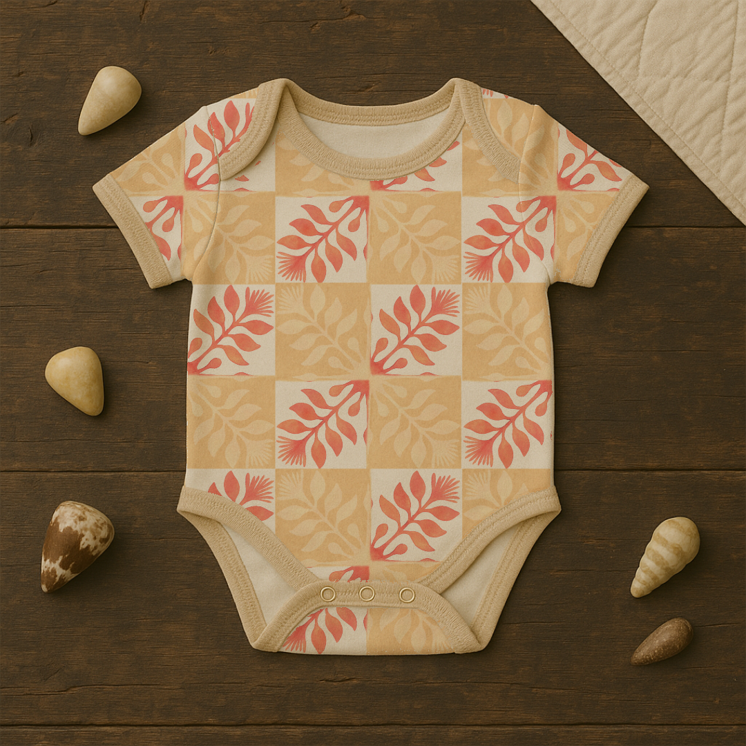 Ohia Lehua Quilt Checkers - Shortsleeved Bodysuit