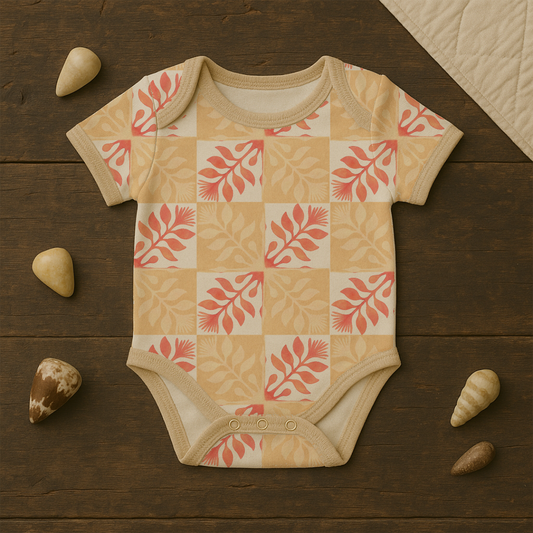 Ohia Lehua Quilt Checkers - Shortsleeved Bodysuit