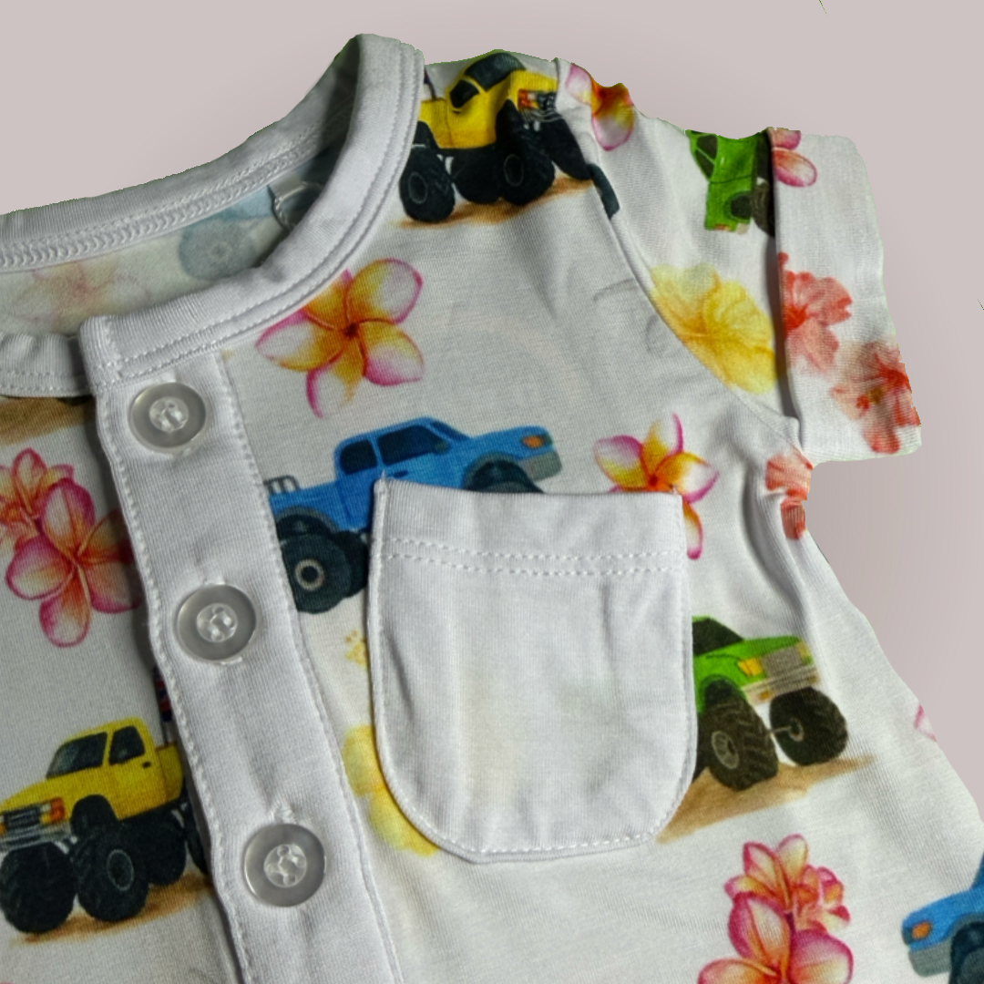 Truck Pua - Rolled Romper
