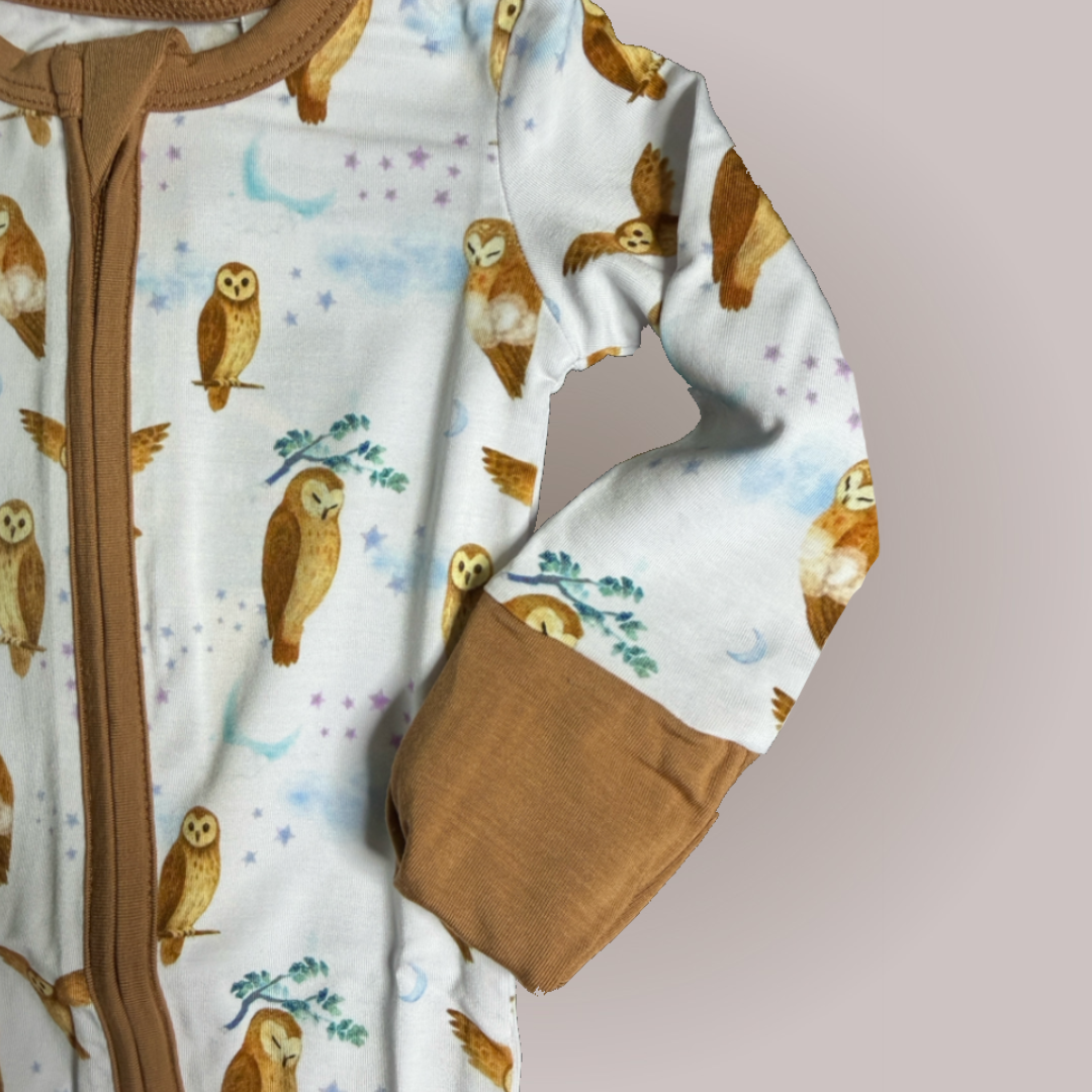 Pueo Pō - Fold-over Mitten & Foot Cuff Zippy Romper
