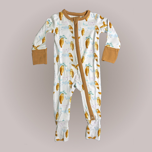 Pueo Pō - Fold-over Mitten & Foot Cuff Zippy Romper
