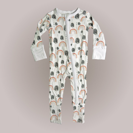 Sundays - Fold-over Mitten & Foot Cuff Zippy Romper