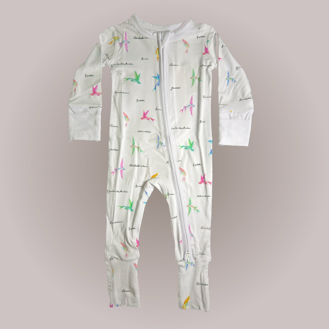Pailolo Mālolo - Fold-over Mitten & Foot Cuff Zippy Romper