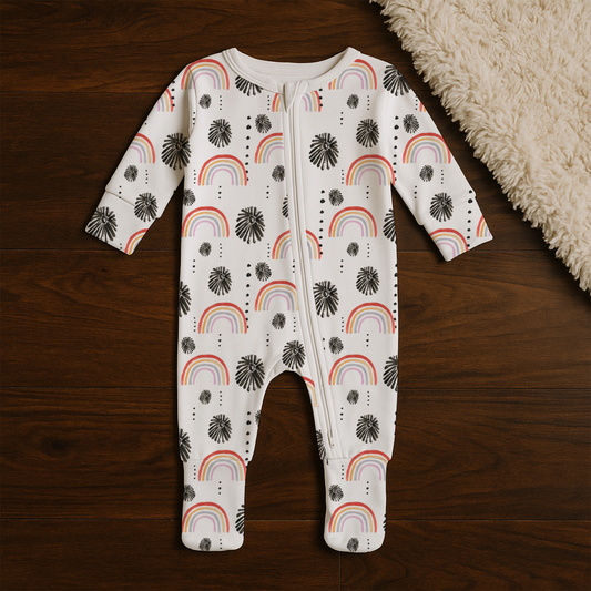 Sundays - Fold-over Mitten & Foot Cuff Zippy Romper
