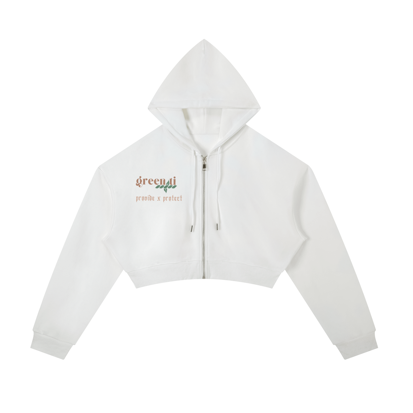 Green Ti Essential Cropped Zip-Up Hoodie